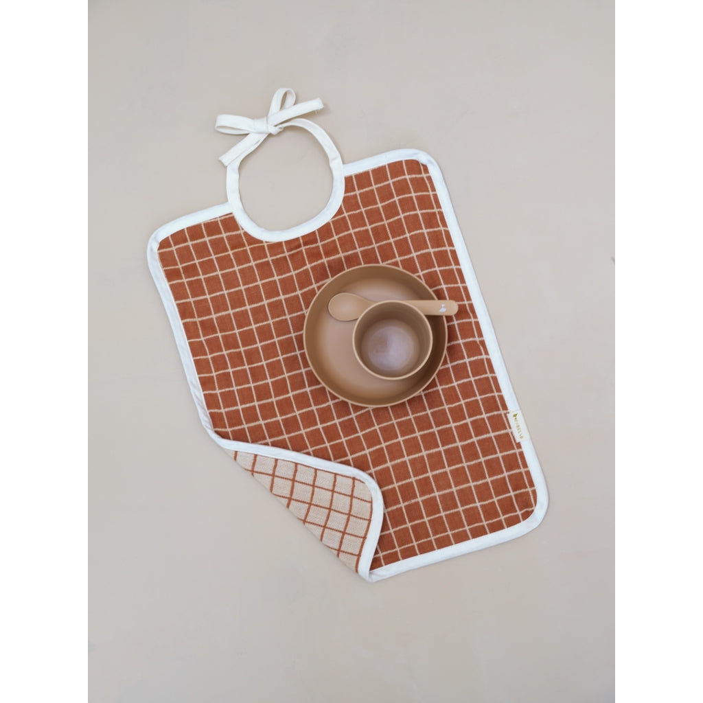 Fabelab Feeding Bib - Grid Bibs Cinnamon